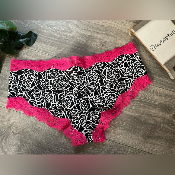 Express Intimates Collection Black & White Floral Pink Lace Panties Size L NWT! - Picture 2 of 3